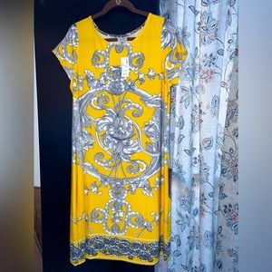 AVENUE-Yellow paisley sheath dress size 14/16